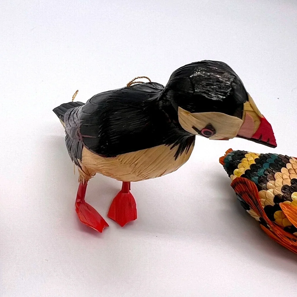 Wheatstraw Ornaments Vintage China Hen Bird Fish Christmas Holiday‎ MCM Rustic